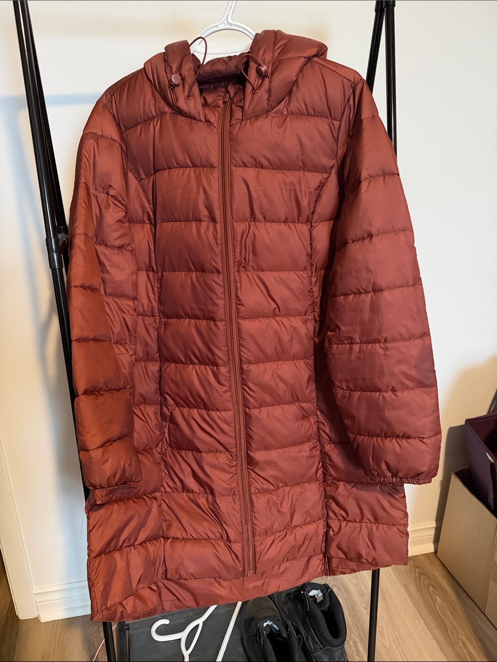 Reitmans Long Puffer Coat - Rust Red